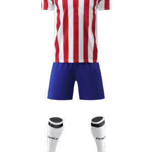 Adult training suit: red and white striped top, blue pants set