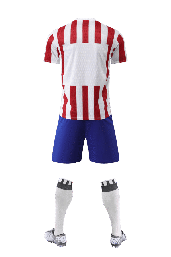 Adult training suit: red and white striped top, blue pants set - Image 3