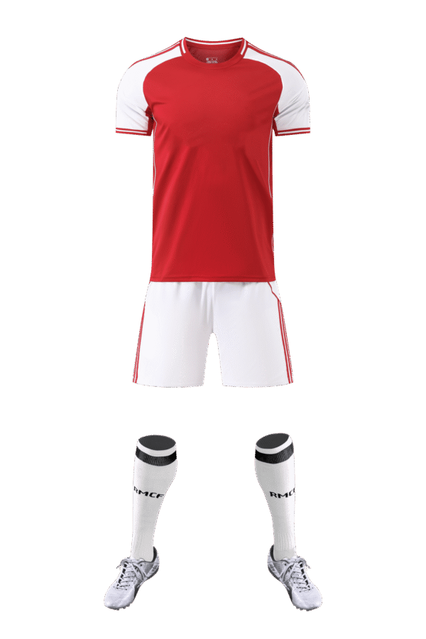 Adult training suit: red with white shoulders, top and white trousers