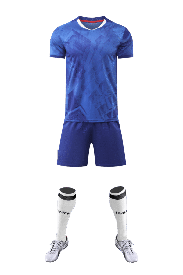 Adult training suit: Broken flower basket color top, blue pants set - Image 3