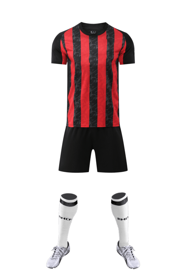 Adult training suit: red and black striped top and black trousers set