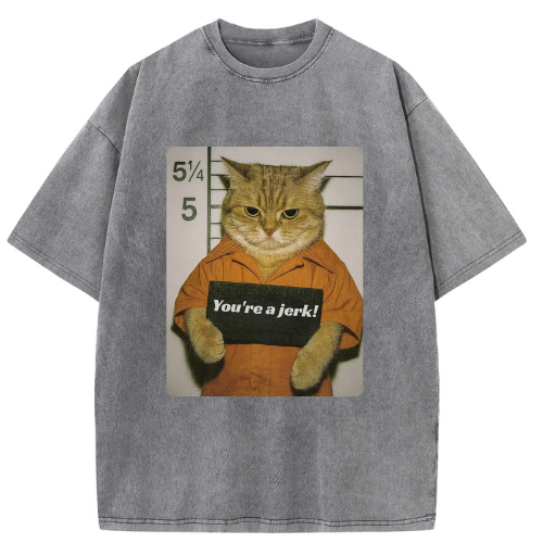 Jerk Jail Cat Washed T-shirt - Image 2
