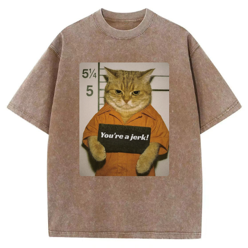 Jerk Jail Cat Washed T-shirt - Image 3