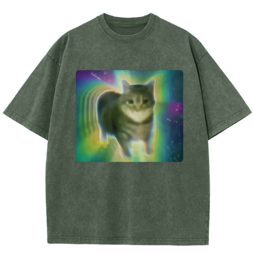 Galaxy Cat Washed T-shirt - Image 3