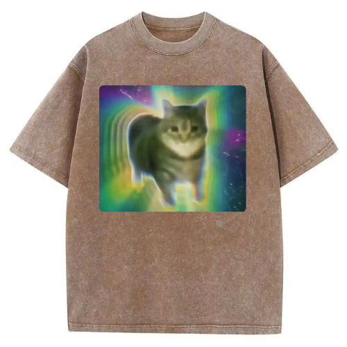 Galaxy Cat Washed T-shirt - Image 4