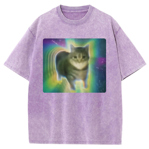 Galaxy Cat Washed T-shirt - Image 5